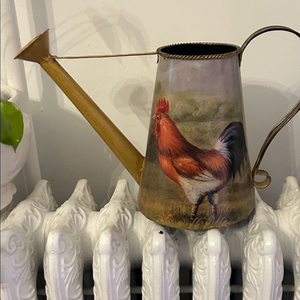 Rustic Rooster Metal Watering Can